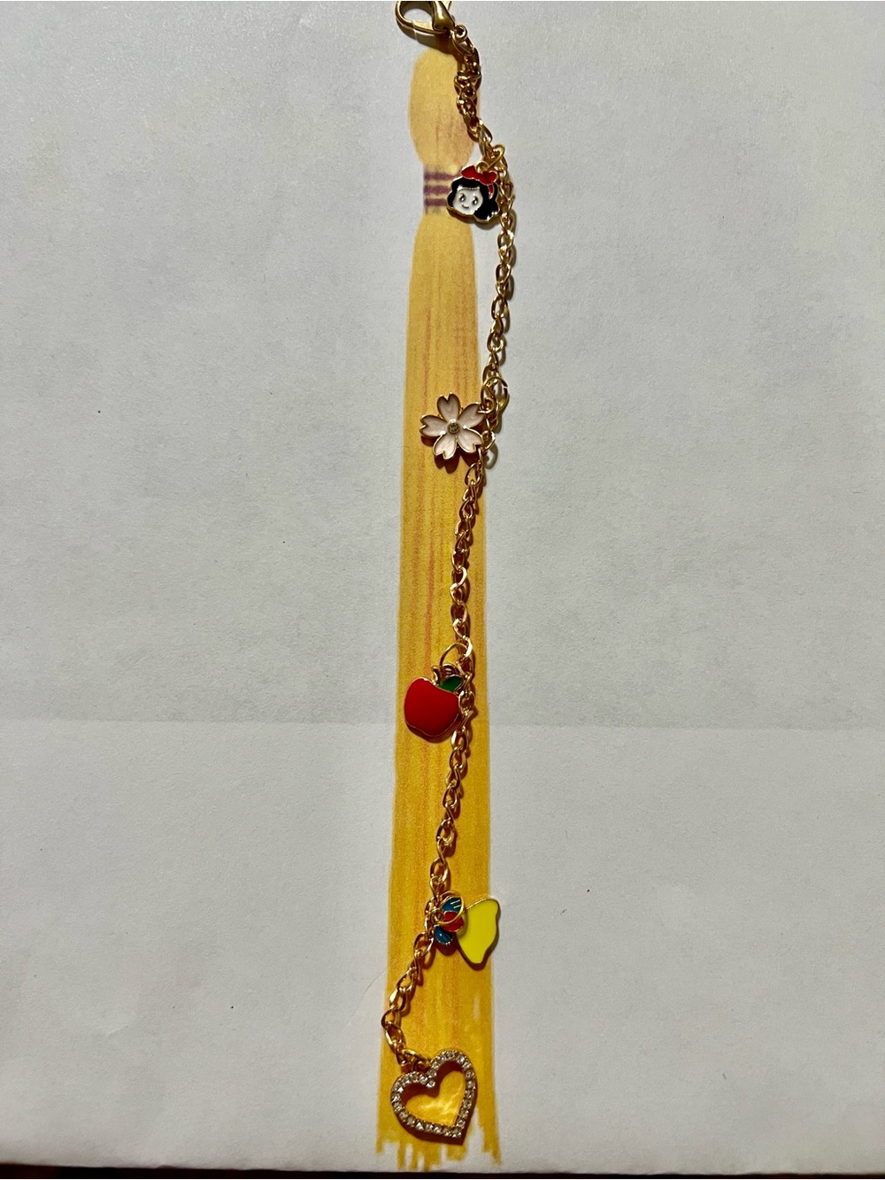 Gold Tone Charm Bracelet with Enamel Disney-Inspired Charms